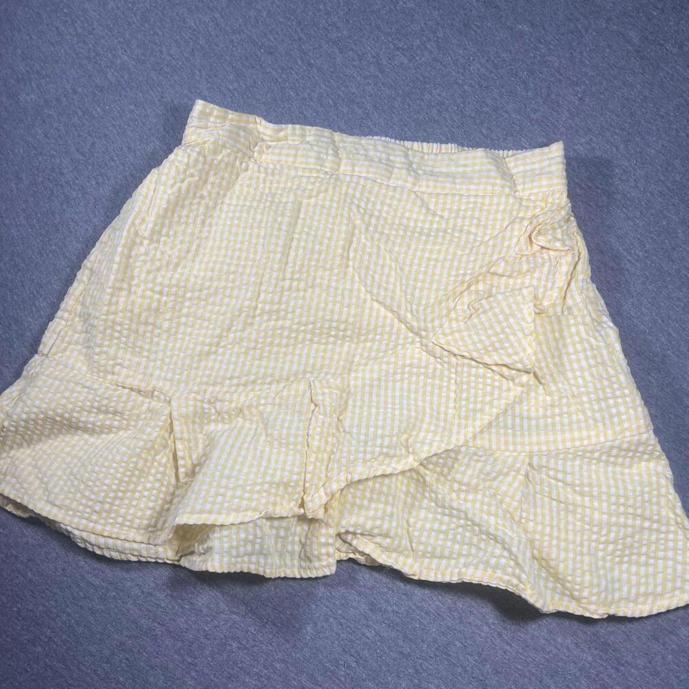 Sim & Sam Yellow Gingham Skirt woman’s S checkered pattern yellow skirt woman’s